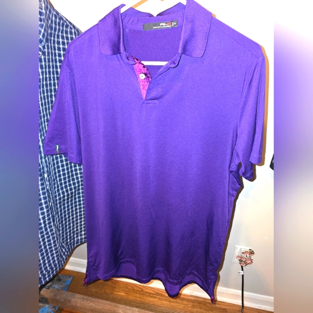 RLX Ralph Lauren Mens‎ Purple Performance Golf Polo Shirt Size M Short Sleeve